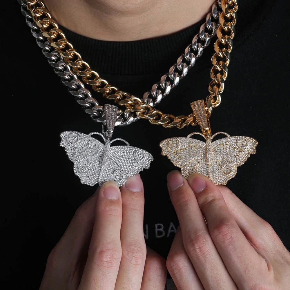 Pave Diamond Butterfly Pendant Necklace - Nuha Jewelers